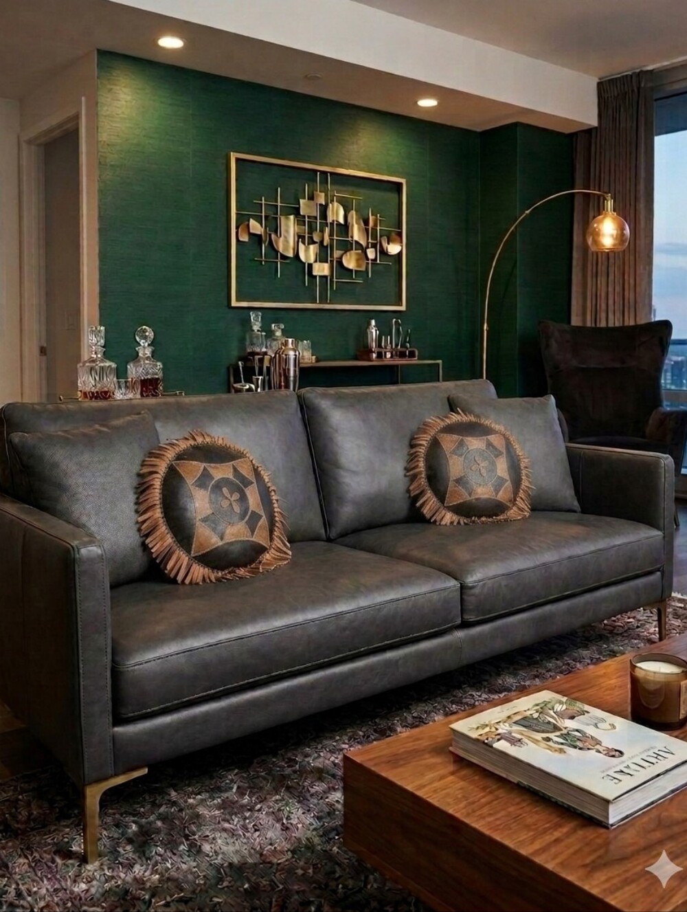 𝅺TWO Genuine Leather Custom Hand-made Circular Pillow Cases